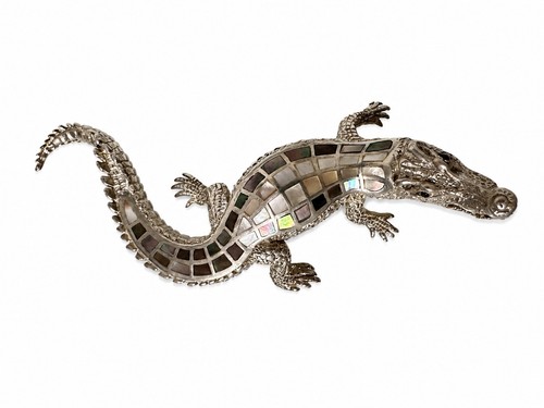 Silberbrosche krokodil - silberbrosche,