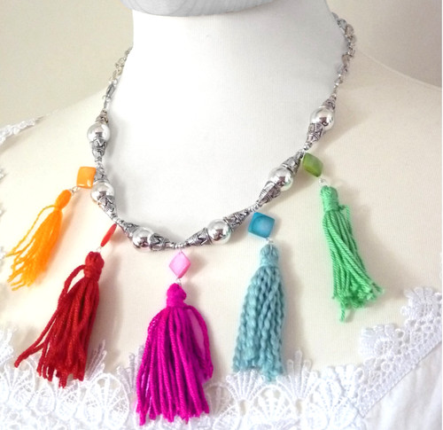 Boho statement quasten - boho, kette