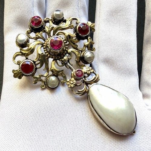 Neorenaissance silber brosche - silber,