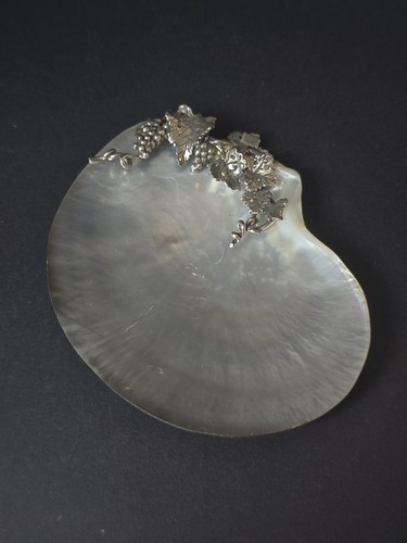 800 silber perlmutt schale - silber, mit